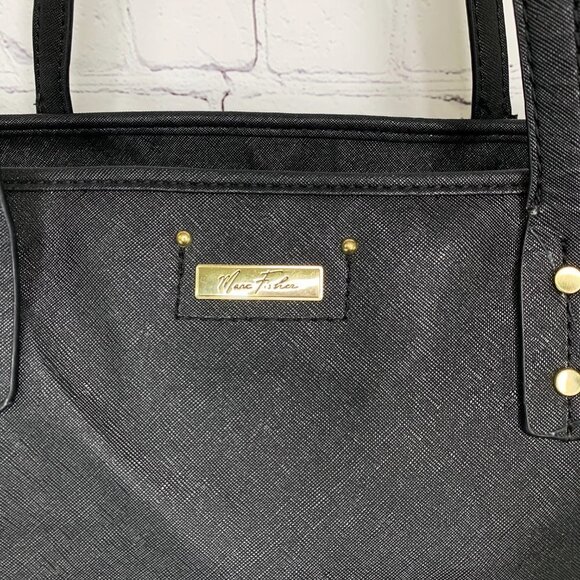 MARC FISHER FAUX LEATHER BLACK TOTE BAG PURSE - Picture 4 of 10